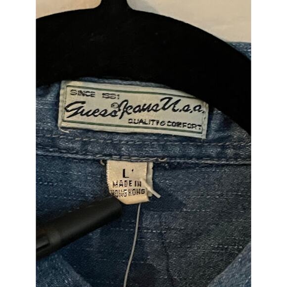 Vintage NWT GUESS Jeans USA Shirt Mens Denim 80s Size L - Picture 3 of 5